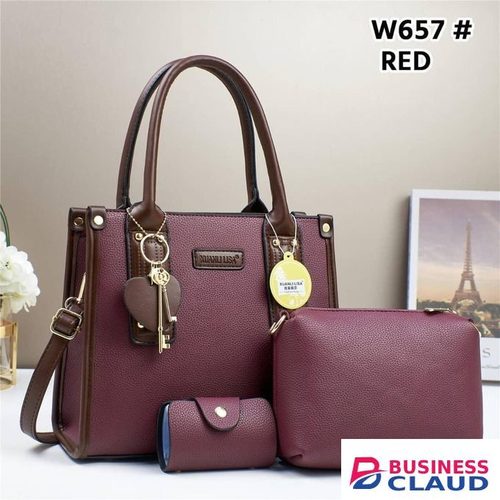 3 in 1 wine red handbag