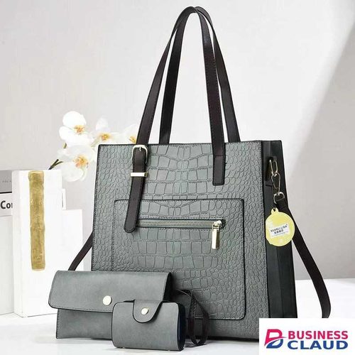 PU Leather 3 in 1 Grey Tote bags Shoulder bags Official Handbags & Purse Set bags