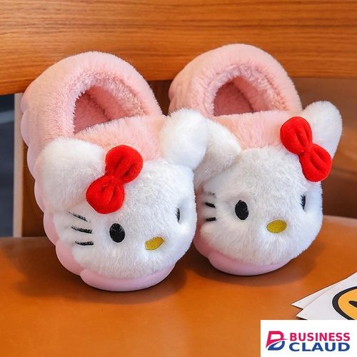 Fluffy kids Plush Slippers - Rubber Anti Slip Home