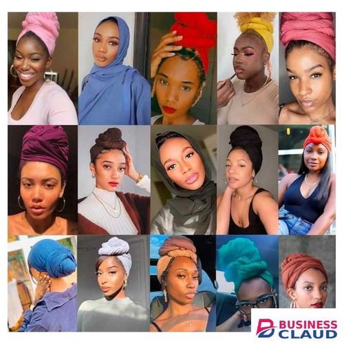 5 Pieces Stretch Turban Hijab African Women's Head Waps Soft and Breathable Super Long Scarf Shawl Solid Color Combination Suitable for Black Women (Black,White,Coffee,Dark Blue,Dark Purple)