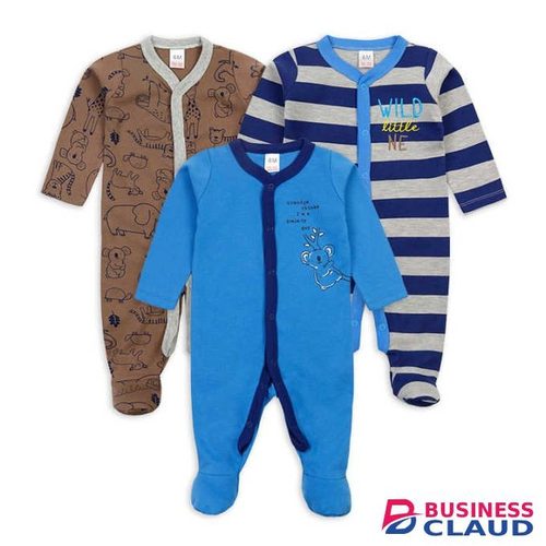 3 Piece Set Quality Cotton Baby BOY Romper /Sleepsuits -Multicolor/Print Varies