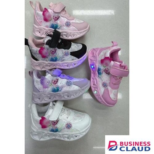 Assorted Cartoon Thymed Girls Sports Shoes-Black Prints