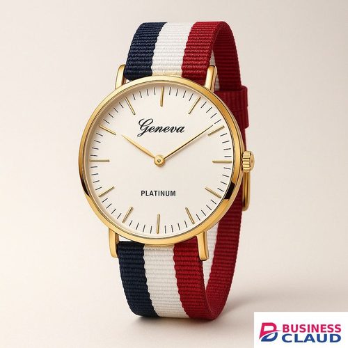 GENEVA Classic Tricolour Elegance minimalist unisex wristwatch