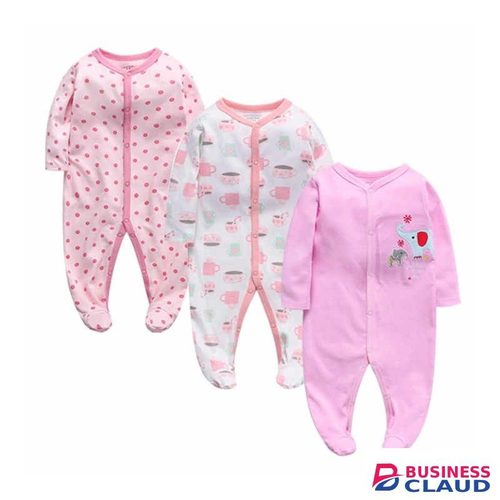3 Piece Set Quality Cotton Baby Romper /Sleepsuits -Multicolor/Print Varies