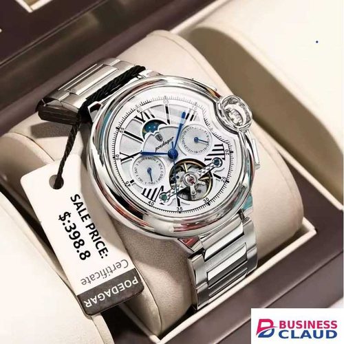 POEDAGAR Luxury Mechanical Automatic Tourbillion Hollow watch