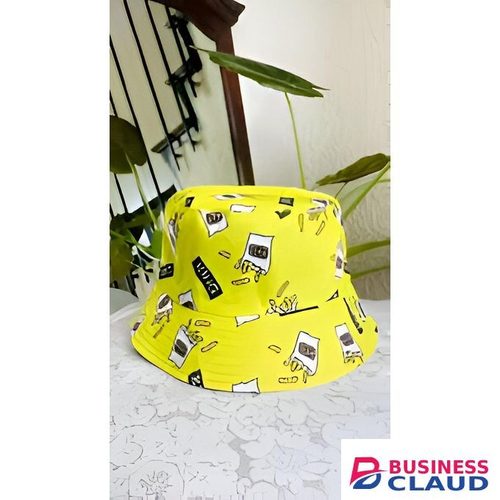 Plain Yellow Emoji Print Bucket Hat