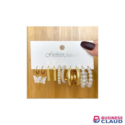 5 Pairs Gold Pearl Earrings Set For Women Girls
