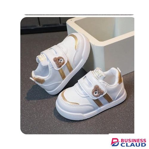 Kids Brown white bear print shoes