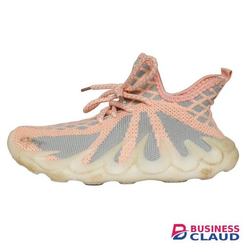 Peach and Grey High-Top Knit Sneakers