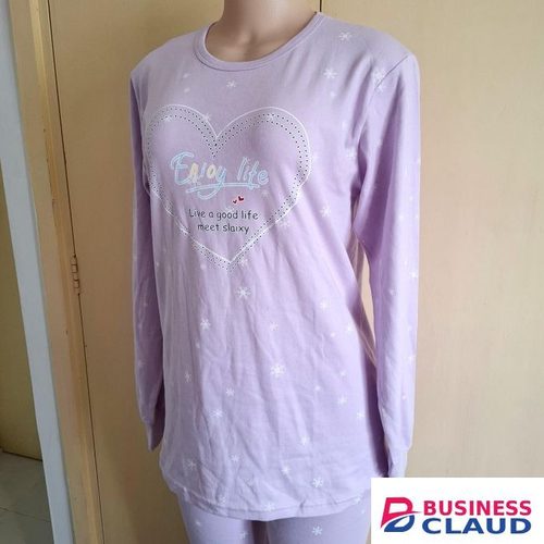 Purple cotton pajama set - for girls and ladies