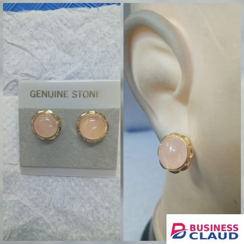 Fashion Classic Pink quartz stone pinning earrings