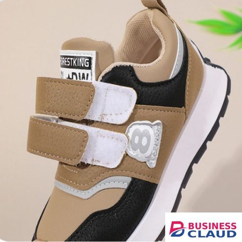 Kids Sneakers With A Double Strap, Brown