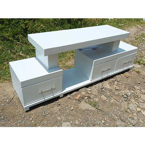 Led light white tv stand