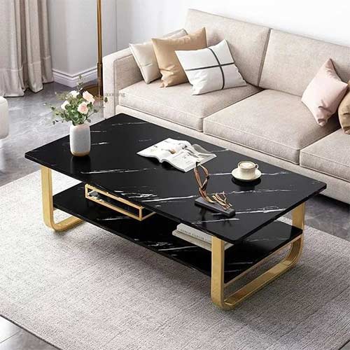 Modern luxury black double coffee table