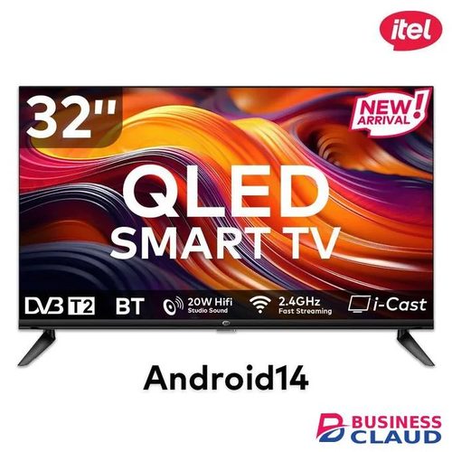itel TV 32 inches QLED Smart TV, Frameless, Bluetooth, Android14, Wifi, Digital, Netflix, YouTube, Prime, 32" television (1 year warranty SMART TV + 6 FREE GIFTS warranty in Upper-hill