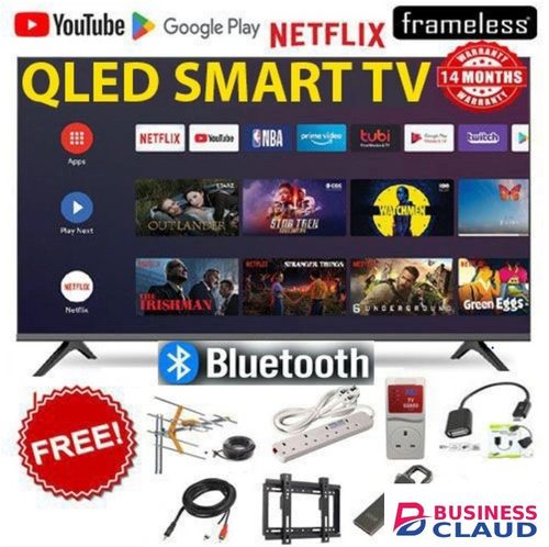 Free VITRON 43" INCH TV QLED HTC4300QFS BLUETOOTH FRAMELESS FHD SMART TV ANDROID TV NETFLIX ,YOUTUBE TELEVISION BUILT-IN WIFI, APP STORE 1GB-RAM 8GB-ROM+3 FREE GIFTS(BRACKET+GUARD+EARPODS+OTG&RCA CABLE) in Upper-hill