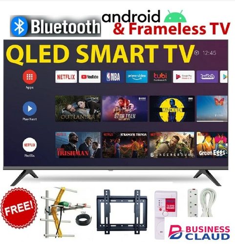 Free Vitron HTC3288QS, 32" SMART ANDROID QLED HD TV,BLUETOOTH ENABLED,WIFI ENABLED,NETFLIX,YOUTUBE, ICAST FRAMELESS SCREEN-BLACK (1 YR WARRANTY)+FREE TV GUARD+BRACKET warranty in Upper-hill