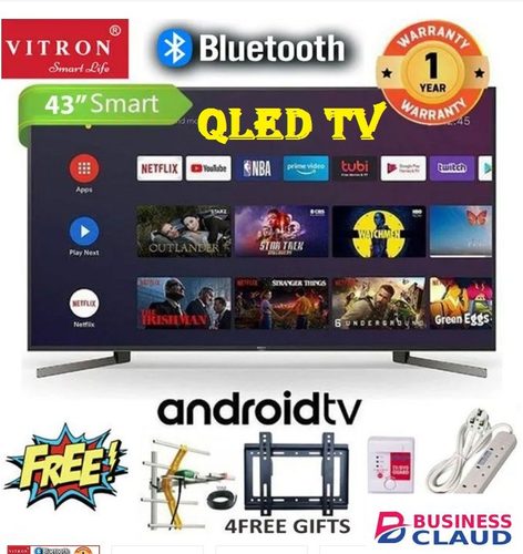 Free Vitron HTC3288QS, 32" SMART ANDROID QLED HD TV,BLUETOOTH ENABLED,WIFI ENABLED,NETFLIX,YOUTUBE, ICAST FRAMELESS SCREEN-BLACK (1 YR WARRANTY)+FREE TV GUARD+BRACKET warranty in Upper-hill