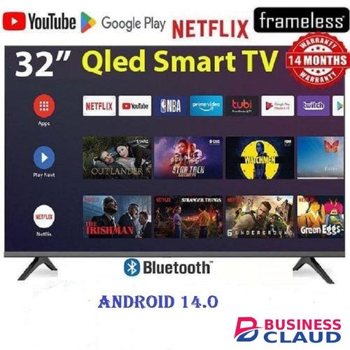 Free Vitron HTC3288QS, 32" SMART ANDROID QLED HD TV,BLUETOOTH ENABLED,WIFI ENABLED,NETFLIX,YOUTUBE, ICAST FRAMELESS SCREEN-BLACK (1 YR WARRANTY)+FREE TV GUARD+BRACKET warranty in Upper-hill