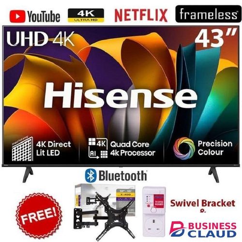 Free TCL 43S5K 43" Inch QLED (2026 MODEL)Google TV, Smart Android Full HD Television, Bluetooth Enabled, Wi-Fi, Netflix, YouTube, Dolby Audio, HDR10, Inbuilt Decoder + FREE TILT BRACKET+TV GUARD in Kahawa-wendani