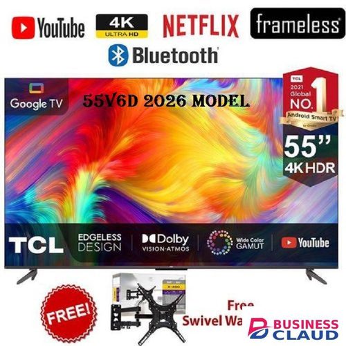New TCL 55" Inch 4K ULTRA HD 55V6C Smart TV with Google 55V6C, 2025Model Dolby Vision, Atmos, HDR Pro+, Game Accelerator Enhanced Gaming, Voice Control in Kahawa-wendani