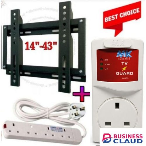 Free MK Smart TV Guard Voltage Power Protector Against Power Surges & Fluctuations // 14,22,24,32,39,40,42 &43 Inch TV Wall Mounting Bracket +Electronic TV Guard +4 Way Power Extension Gift in 1-selfie-stick-tripod-stand-with-bluetooth-remote-extendable-height-square-ring-light-360-rotating-phone-holder-for-smartphone