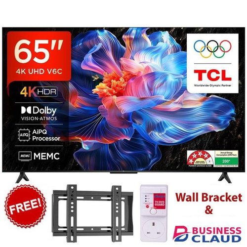 Free TCL 65V6C 65" Inch Smart 4K HDR Google TV,BLUETOOTH-ENABLED+FREE WALL BRACKET+TV GUARD+(2YRS WARRANTY) in Upper-hill
