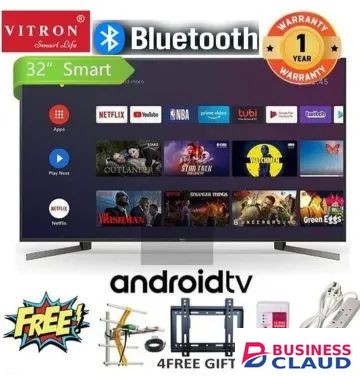 ???? Vitron 32" qled Smart Android TV + 4 FREE Gifts ???? | Wall Mount, TV Guard, Extension, Outdoor Antenna | Bluetooth | Netflix, YouTube & Prime Ready ???????? warranty in Upper-hill