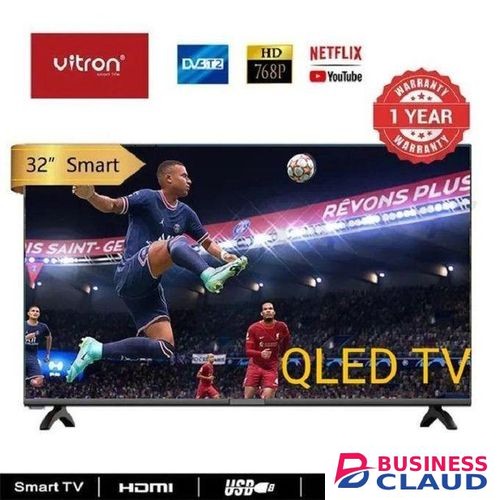 Vitron 32 inches QLED Smart TV, FHD, Frameless, Bluetooth, Android14, Wifi, Digital, Netflix, YouTube, Prime, 32" television (1 year warranty) warranty in Upper-hill