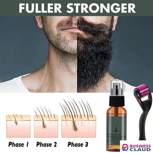 30ml Men Beard Growth Roller Set Beard Growth Kit Men's Beard Growth Essence Nourishing Enhancer Beard Oil Spray Beard Care