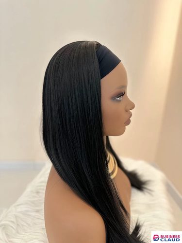 Synthetic Long Straight Synthetic Wigs with headband - 24 Inch Black | Natural Look Soft and shiny (African Women, Quick Install, Birthday Gift,Lightweight) in Kenya-premium-incense-scent