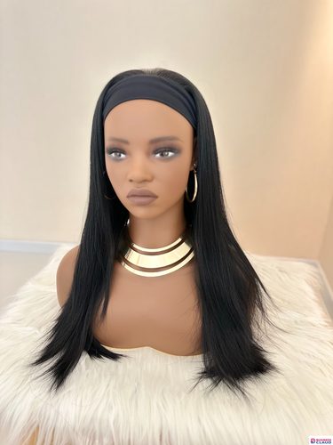 Synthetic Long Straight Synthetic Wigs with headband - 24 Inch Black | Natural Look Soft and shiny (African Women, Quick Install, Birthday Gift,Lightweight) in Kenya-premium-incense-scent