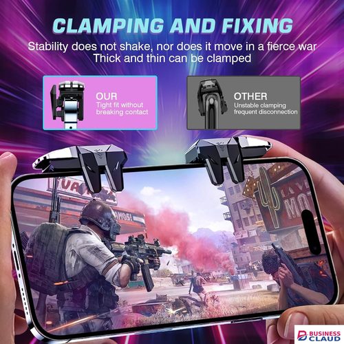Mobile Game Triggers for iPhone/Android, Shooting Sensitive Controllers, Joystick Aiming & Shooting Triggers, for PUBG, COD, Fortnite, Zero Lag, 6 Finger Gamepads - High Sensitivity.