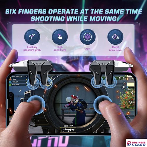 Mobile Game Triggers for iPhone/Android, Shooting Sensitive Controllers, Joystick Aiming & Shooting Triggers, for PUBG, COD, Fortnite, Zero Lag, 6 Finger Gamepads - High Sensitivity. in Cables-led-light-flashlight