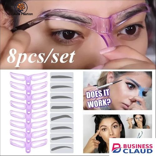 8PCS Eyebrow Shaper Makeup Template Eyebrow Grooming Shaping Stencil Kit DIY Eyebrow Template Reusable 8 in1 Eyebrow Shaping