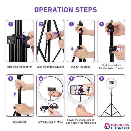 2.1M Tripod Stand with 10 Inch LED Ring Light- Dimmable Beauty Ringlight Three colors adjustable for Selfie Live Stream/Makeup/Youtube/Tiktok Video