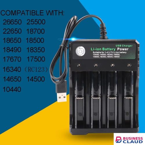 18650 Battery Charger Black 1 2 4 Slots AC 110V 220V Dual For 18650 Charging 3.7V Rechargeable Lithium Battery 4 Ports Charger