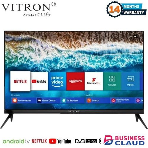 VITRON 43" INCH QLED TV BLUETOOTH CONNECTIVITY HTC4300QFS FRAMELESS FHD SMART TV ANDROID & DIGITAL TV, NETFLIX ,YOUTUBE TELEVISION BUILT-IN WIFI, APP STORE 1GB-RAM 8GB- warranty in Upper-hill