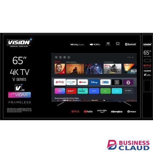 Free Vision Plus 65'' FRAMELESS 4K UHD V SERIES SMART TV- VP-8865KV Gift in Wifi-app-store-inbuilt-decoder