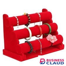 3-Tier Velvet Jewelry Display Stand - Black Bracelet & Watch Organizer// van cleef bracelet holder /watch display Shop in One-printer