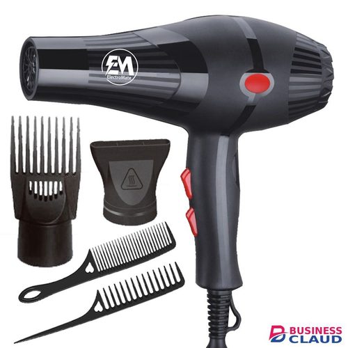 EM Blow Dryer Hair Blower 2200W hair dryer professional with 3 Speed & 2 Temperature Settings – Includes 2 Styling Nozzle & 2 Comb Attachments for Versatile Hair Styling ElectroMate