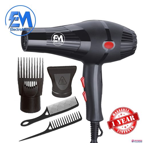 Professional EM Blow Dryer Hair Blower 2200W hair dryer professional with 3 Speed & 2 Temperature Settings – Includes 2 Styling Nozzle & 2 Comb Attachments for Versatile Hair Styling ElectroMate in Kenya-premium-incense-scent