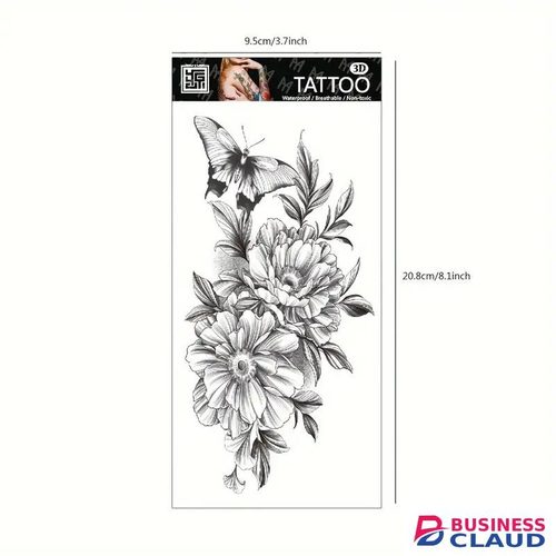 Durable 6 Pcs Waterproof Black Flower Pattern Body Tattoo Stickers - Durable, Long-Lasting for 3-5 Days, Suitable for Men and Women on Arm, Chest, Tummy, Back in 1-hot-comb-straightener-electric-hair-straightener-hair-curler-wet-dry-use-hair-flat-irons-hot