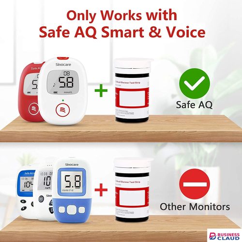 (50pcs for Safe-AQ) Sinocare Blood Glucose Test Strips and Lancets for Blood Sugar Tester 50pcs, No Meter