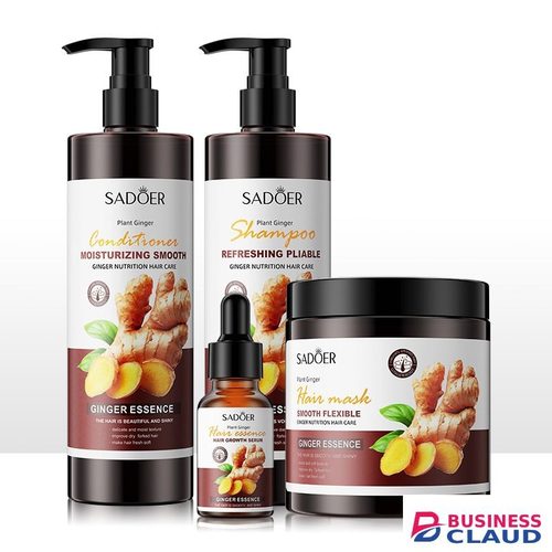 4PCS SADOER Ginger Hair Care 4PCS Set: Shampoo, Conditioner, Hair Mask & Treatment Liquid - Reduces Dryness, Bifurcation & Coarseness, Leaving Hair Elastic & Shiny in Kenya-premium-incense-scent