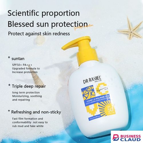 Dr. Rashel Vitamin C & Hyaluronic Moisturizing Sunscreen Lotion SPF 50 Sunblock Sun Protection Skin Care Cream Lotion