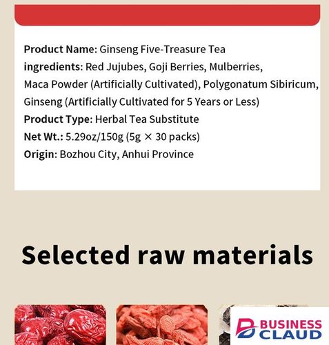 Ginseng Five Treasures Kidney Tea, Traditional Chinese Herbal TeaBags, Natural Organic Kidney Cleanse Detox Tea for Women & Men, 7 Precious Ingredients Formula