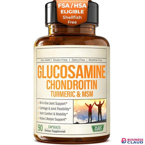 Glucosamine Chondroitin MSM Turmeric Joint Capsules 90 Pcs – 8-in-1 Formula 1500mg | Knee Elbow Bone Health | Shellfish Free Non-GMO cGMP