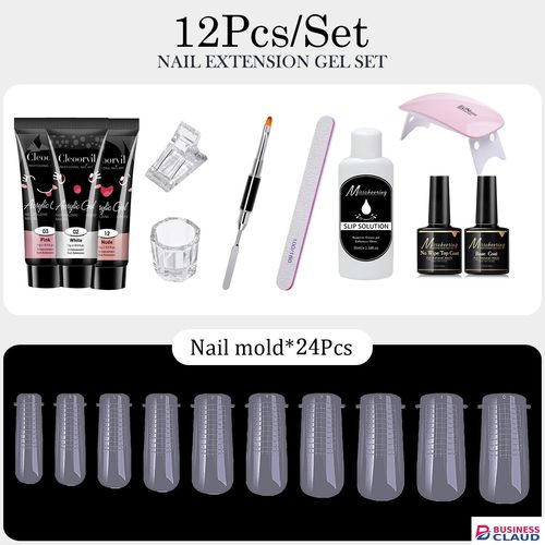 12pcs Poly Extension Gel Manicure Kit Poly Gel With Mini Nail Lamp Basic Coat Poly Gel Nail Art Kits for Starter Basic Coat Poly Gel Nail Art Kits for Starter in Kenya-premium-incense-scent