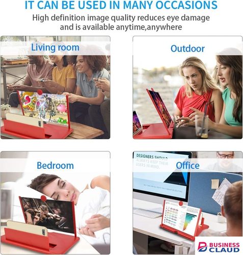 1pc ZoomPlus 12" Screen Magnifier,3D HD Mobile Phone Magnifier Projector Screen Enlarger for Movies, Videos, and Gaming,Foldable Cell Phone Stand with Screen Amplifier,Supports All Smartphones in Built-charging-cable-and-22-5w-fast-charging